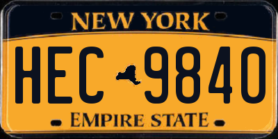 NY license plate HEC9840
