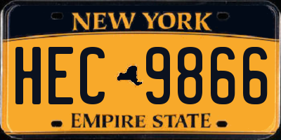 NY license plate HEC9866