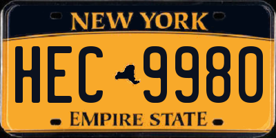 NY license plate HEC9980