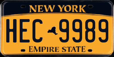 NY license plate HEC9989