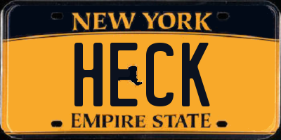 NY license plate HECK