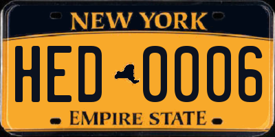 NY license plate HED0006