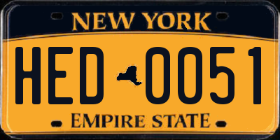 NY license plate HED0051