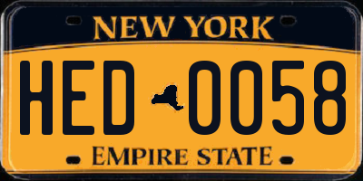 NY license plate HED0058