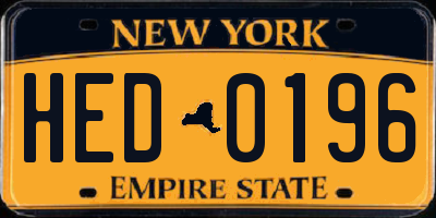 NY license plate HED0196