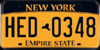 NY license plate HED0348