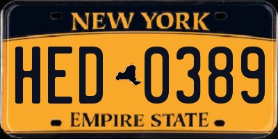 NY license plate HED0389
