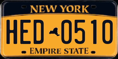 NY license plate HED0510