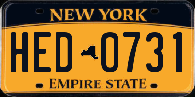 NY license plate HED0731