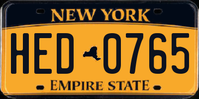 NY license plate HED0765
