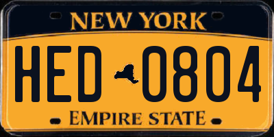 NY license plate HED0804