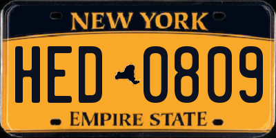 NY license plate HED0809