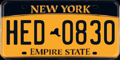 NY license plate HED0830