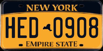 NY license plate HED0908