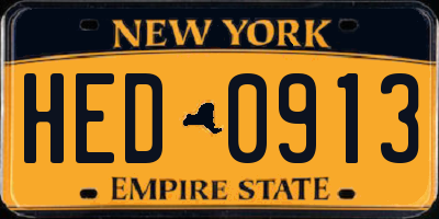 NY license plate HED0913