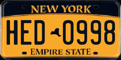 NY license plate HED0998