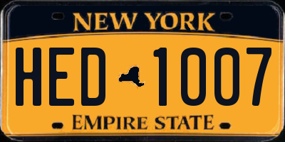 NY license plate HED1007