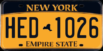 NY license plate HED1026