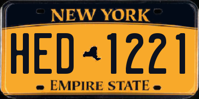 NY license plate HED1221