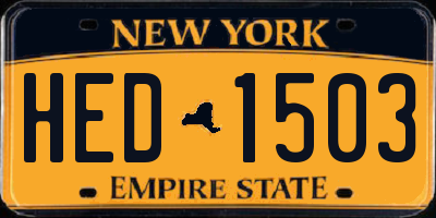 NY license plate HED1503
