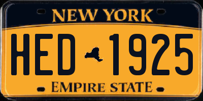 NY license plate HED1925