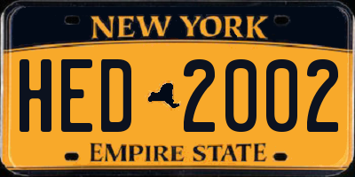 NY license plate HED2002