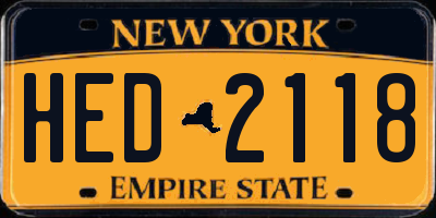 NY license plate HED2118
