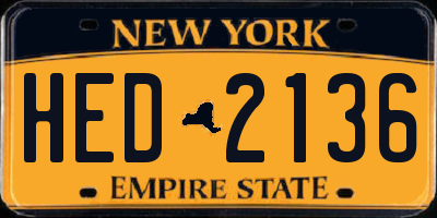 NY license plate HED2136