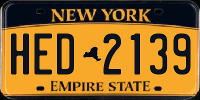 NY license plate HED2139
