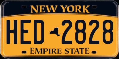 NY license plate HED2828
