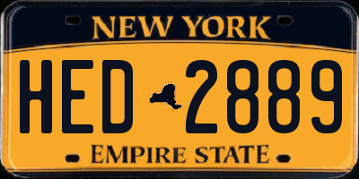 NY license plate HED2889