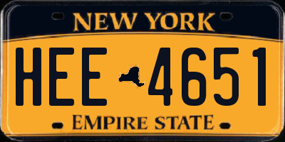 NY license plate HEE4651