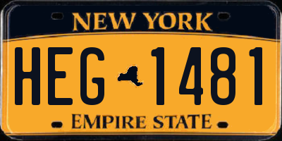 NY license plate HEG1481