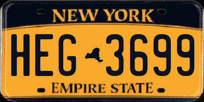 NY license plate HEG3699