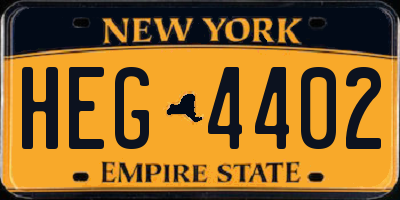 NY license plate HEG4402