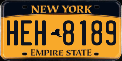 NY license plate HEH8189
