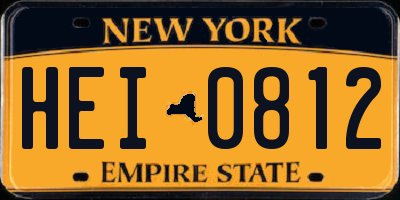 NY license plate HEI0812
