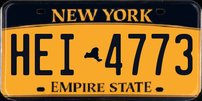 NY license plate HEI4773