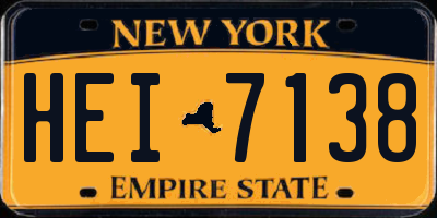 NY license plate HEI7138