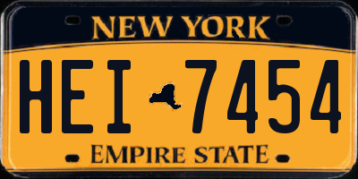 NY license plate HEI7454
