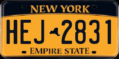 NY license plate HEJ2831
