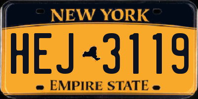 NY license plate HEJ3119
