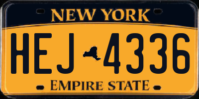 NY license plate HEJ4336