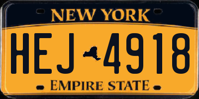 NY license plate HEJ4918