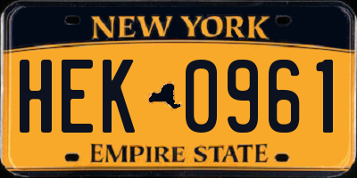 NY license plate HEK0961