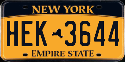 NY license plate HEK3644