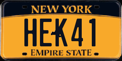 NY license plate HEK41