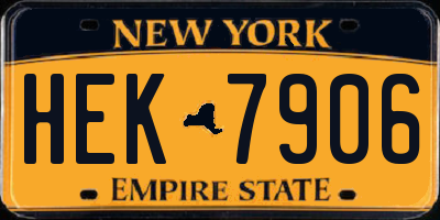 NY license plate HEK7906