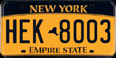 NY license plate HEK8003