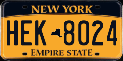NY license plate HEK8024